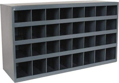 Durham - 32 Bin Bin Shelving Unit with Openings - 33-3/4 Inch Overall Width x 12 Inch Overall Depth x 19-1/4 Inch Overall Height, Gray Steel Bins - Eagle Tool & Supply