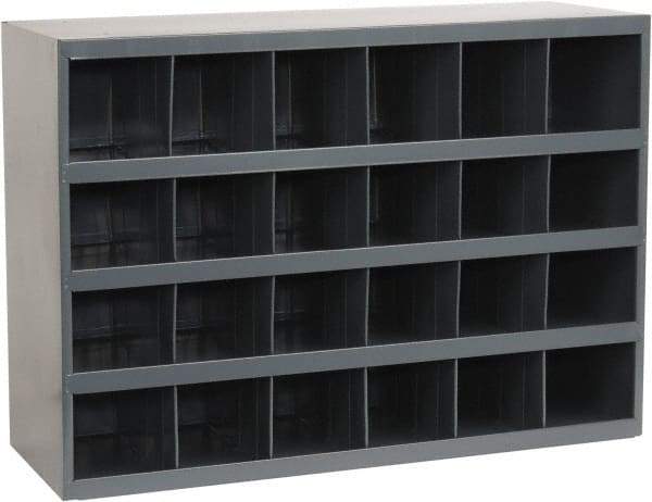 Durham - 24 Bin Bin Shelving Unit with Openings - 33-3/4 Inch Overall Width x 12 Inch Overall Depth x 24 Inch Overall Height, Gray Steel Bins - Eagle Tool & Supply