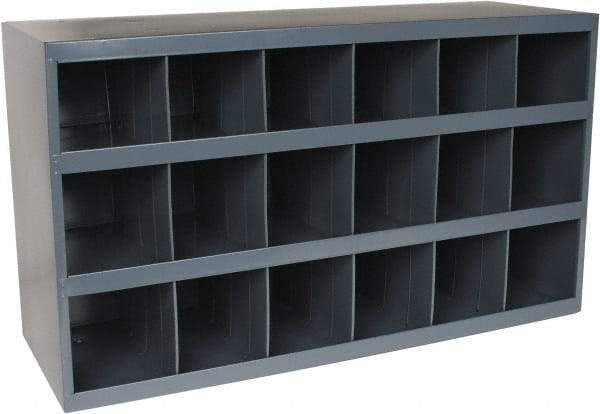 Durham - 18 Bin Bin Shelving Unit with Openings - 33-3/4 Inch Overall Width x 12 Inch Overall Depth x 19-1/4 Inch Overall Height, Gray Steel Bins - Eagle Tool & Supply