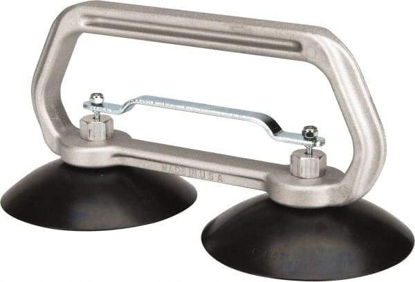 Made in USA - 75 Lb. Capacity Heavy Duty Double Cup Sheet Metal Lifter with Release Trigger - 10 Inch Handle Length and 5 Inch Cup Diameter - Eagle Tool & Supply