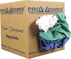 PRO-SOURCE - Reclaimed Poly/Cotton T-Shirt Rags - Assorted Colors, Poly/Cotton, Low Lint, 5 Lbs. at 4 to 6 per Pound, Box - Eagle Tool & Supply