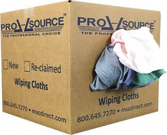 PRO-SOURCE - Reclaimed Poly/Cotton T-Shirt Rags - Assorted Colors, Poly/Cotton, Low Lint, 10 Lbs. at 4 to 6 per Pound, Box - Eagle Tool & Supply