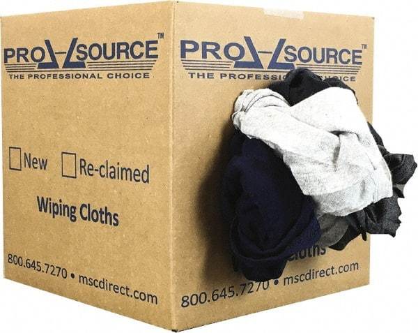 PRO-SOURCE - Reclaimed Poly/Cotton T-Shirt Rags - Assorted Colors, Polo, Low Lint, 5 Lbs. at 3 to 4 per Pound, Box - Eagle Tool & Supply