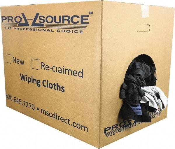 PRO-SOURCE - Reclaimed Cotton T-Shirt Rags - Assorted Colors, Polo, Low Lint, 50 Lbs. at 3 to 4 per Pound, Box - Eagle Tool & Supply