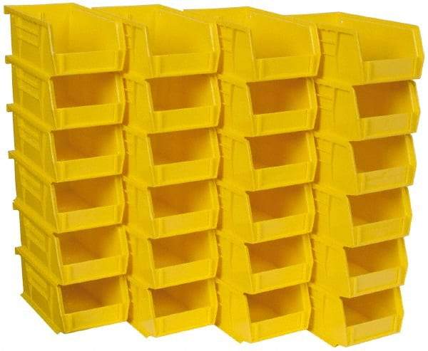 Akro-Mils - 10 Lb. Load Capacity, 7-3/8" Deep, Yellow Polymer Hopper Stacking Bin - 3" High x 4-1/8" Wide x 7-3/8" Long - Eagle Tool & Supply