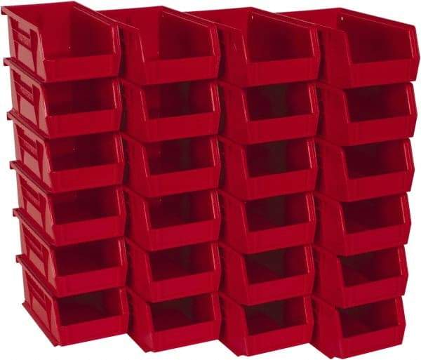 Akro-Mils - 10 Lb. Load Capacity, 7-3/8" Deep, Red Polymer Hopper Stacking Bin - 3" High x 4-1/8" Wide x 7-3/8" Long - Eagle Tool & Supply