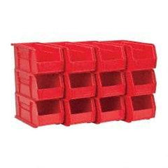 Akro-Mils - 30 Lb. Load Capacity, 10-7/8" Deep, Red Polymer Hopper Stacking Bin - 5" High x 5-1/2" Wide x 10-7/8" Long - Eagle Tool & Supply