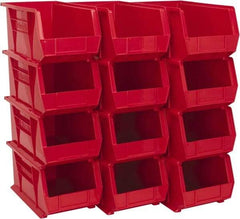 Akro-Mils - 60 Lb. Load Capacity, 14-3/4" Deep, Red Polymer Hopper Stacking Bin - 7" High x 8-1/4" Wide x 14-3/4" Long - Eagle Tool & Supply