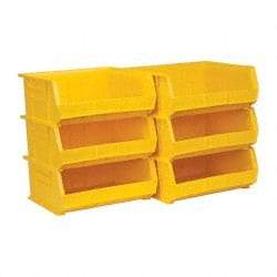 Akro-Mils - 75 Lb. Load Capacity, 14-3/4" Deep, Yellow Polymer Hopper Stacking Bin - 7" High x 16-1/2" Wide x 14-3/4" Long - Eagle Tool & Supply