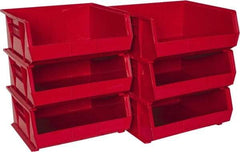 Akro-Mils - 75 Lb. Load Capacity, 14-3/4" Deep, Red Polymer Hopper Stacking Bin - 7" High x 16-1/2" Wide x 14-3/4" Long - Eagle Tool & Supply