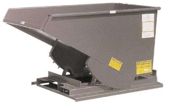Made in USA - 3,000 Lb Load Capacity, 1/2 Cu Yd, Steel Self-Dumping Hopper - 37-1/2" Wide x 51-1/2" Long x 33-1/2" High, Gray - Eagle Tool & Supply