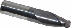 Accupro - 15/32" Diam, 5/8" LOC, 2 Flute Solid Carbide Ball End Mill - AlTiN Finish, Single End, 2-1/2" OAL, 1/2" Shank Diam, Spiral Flute - Eagle Tool & Supply