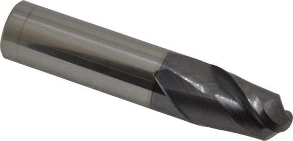 Accupro - 5/8" Diam, 7/8" LOC, 2 Flute Solid Carbide Ball End Mill - AlTiN Finish, Single End, 3" OAL, 5/8" Shank Diam, Spiral Flute - Eagle Tool & Supply