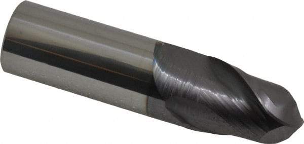 Accupro - 3/4" Diam, 1" LOC, 2 Flute Solid Carbide Ball End Mill - AlTiN Finish, Single End, 3" OAL, 3/4" Shank Diam, Spiral Flute - Eagle Tool & Supply