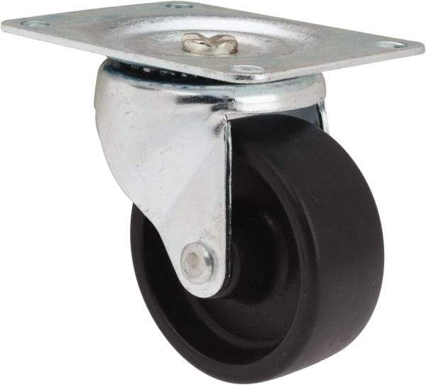 Albion - 3" Diam x 1-1/4" Wide x 3-13/16" OAH Top Plate Mount Swivel Caster - Polypropylene, 270 Lb Capacity, Plain Bearing, 3-1/8 x 4-1/8" Plate - Eagle Tool & Supply