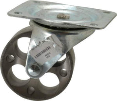 Albion - 4" Diam x 1-1/2" Wide x 5" OAH Top Plate Mount Swivel Caster - Cast Iron, 450 Lb Capacity, Plain Bearing, 4 x 5-1/8" Plate - Eagle Tool & Supply