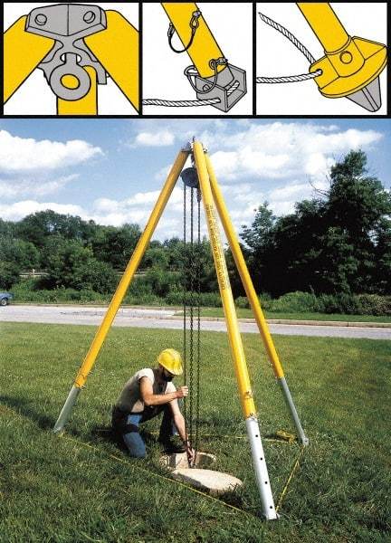 Spanco - 4,000 Lb Load Capacity, Steel Tripod Crane - Eagle Tool & Supply