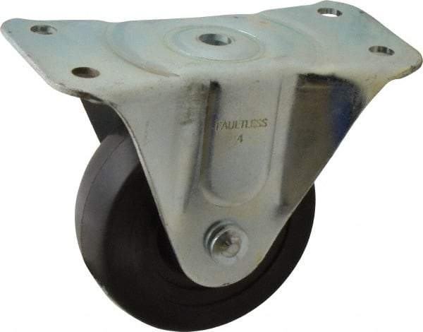 Albion - 4" Diam x 1-5/16" Wide x 5" OAH Top Plate Mount Rigid Caster - Soft Rubber, 225 Lb Capacity, Self-Lubricating Bearing, 3-1/8 x 6-1/4" Plate - Eagle Tool & Supply