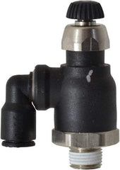 Legris - 1/4" Tube OD x 1/8" Male NPT Compact Swivel Outlet Flow Control Regulator - 0 to 145 psi & Nylon Material - Eagle Tool & Supply