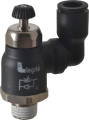 Legris - 3/8" Tube OD x 1/4" Male NPT Compact Swivel Outlet Flow Control Regulator - 0 to 145 psi & Nylon Material - Eagle Tool & Supply