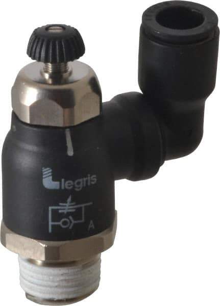 Legris - 3/8" Tube OD x 3/8" Male NPT Compact Swivel Outlet Flow Control Regulator - 0 to 145 psi & Nylon Material - Eagle Tool & Supply
