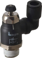 Legris - 3/8" Tube OD x 3/8" Male NPT Compact Swivel Outlet Flow Control Regulator - 0 to 145 psi & Nylon Material - Eagle Tool & Supply