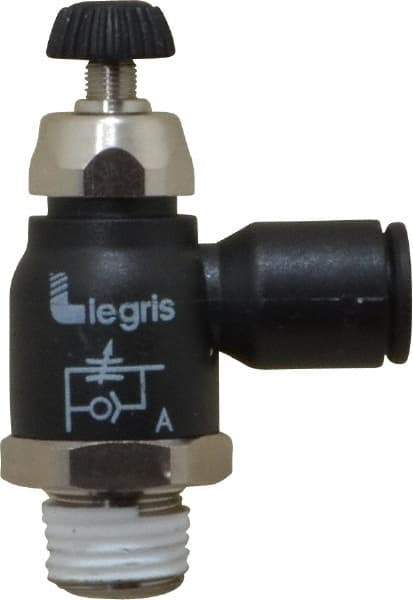 Legris - 8mm Tube OD x 1/4 Male BSPT Compact Meter Out Flow Control Valve - 14.5 to 145 psi, Nylon - Eagle Tool & Supply