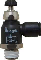 Legris - 8mm Tube OD x 1/4 Male BSPT Compact Meter Out Flow Control Valve - 14.5 to 145 psi, Nylon - Eagle Tool & Supply