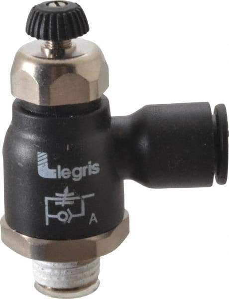 Legris - 10mm Tube OD x 1/4 Male BSPT Compact Meter Out Flow Control Valve - 14.5 to 145 psi, Nylon - Eagle Tool & Supply