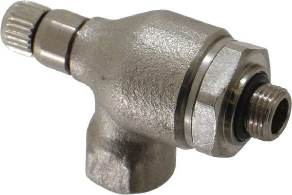 Legris - 6mm Tube OD x 1/8" BSPP Metal Flow Control Regulator - 0 to 145 psi, Buna Nitrile O-Ring & Treated Brass Material - Eagle Tool & Supply