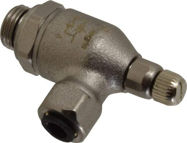 Legris - 6mm Tube OD x 1/4" BSPP Metal Flow Control Regulator - 0 to 145 psi, Buna Nitrile O-Ring & Treated Brass Material - Eagle Tool & Supply