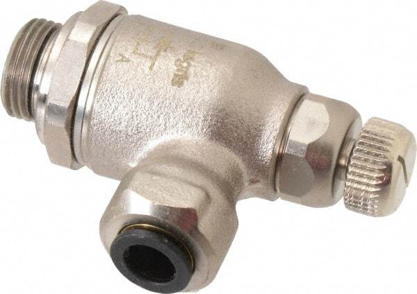 Legris - 8mm Tube OD x 3/8" BSPP Metal Flow Control Regulator - 0 to 145 psi, Buna Nitrile O-Ring & Treated Brass Material - Eagle Tool & Supply