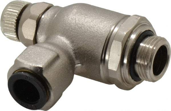 Legris - 10mm Tube OD x 3/8" BSPP Metal Flow Control Regulator - 0 to 145 psi, Buna Nitrile O-Ring & Treated Brass Material - Eagle Tool & Supply