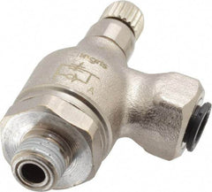 Legris - 1/4" Tube OD x 1/8" NPT Metal Flow Control Regulator - 0 to 145 psi & Treated Brass Material - Eagle Tool & Supply