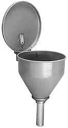 Justrite - 10" High x 10-3/4" Diam, Galvanized Steel, Self Closing Drum Funnel with Flame Arrester - 32" Arrester/Tube Length, 30 to 50 Gal Drum/Pail Capacity - Eagle Tool & Supply