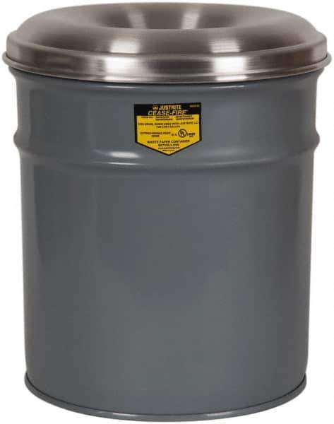 Justrite - 15 Gallon Fire Resistant Steel Drum - 14-1/2 Inch Outside Diameter, 25 Inch High, UL Standards - Eagle Tool & Supply