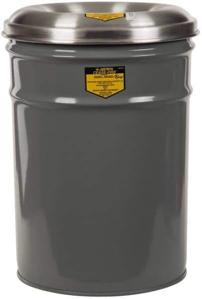 Justrite - 6 Gallon Complete Unit Fire Resistant Steel Drum and Aluminum Head - 12-1/8 Inch Outside Diameter, 5 Inch Opening Diameter, 16-3/4 Inch High, FM and UL Standards - Eagle Tool & Supply
