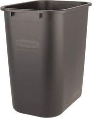 Rubbermaid - 28 Qt Black Rectangle Trash Can - Polyethylene, 15" High x 14-3/8" Long x 10-1/4" Wide - Eagle Tool & Supply