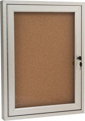 Ghent - 18" Wide x 24" High Enclosed Cork Bulletin Board - Tan - Eagle Tool & Supply