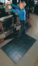 Wearwell - 3' Long x 2' Wide x 7/8" Thick, Anti-Fatigue Modular Matting Tiles - Black, For Dry & Wet Areas, Series 477 - Eagle Tool & Supply
