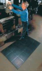Wearwell - 3' Long x 2' Wide x 7/8" Thick, Anti-Fatigue Modular Matting Tiles - Black, For Dry & Wet Areas, Series 477 - Eagle Tool & Supply