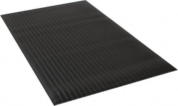 Wearwell - 5' Long x 3' Wide, Dry Environment, Anti-Fatigue Matting - Black, Vinyl with Vinyl Sponge Base, Rounded on 4 Sides - Eagle Tool & Supply