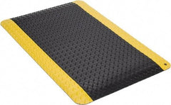 Wearwell - 3' Long x 2' Wide, Dry Environment, Anti-Fatigue Matting - Black with Yellow Borders, Vinyl with Nitrile Blend Base, Beveled on 4 Sides - Eagle Tool & Supply