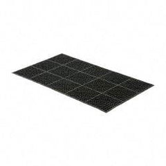 Wearwell - 5' Long x 3' Wide, Dry/Wet Environment, Anti-Fatigue Matting - Black, Natural Rubber with Rubber Base, Beveled on 4 Sides - Eagle Tool & Supply