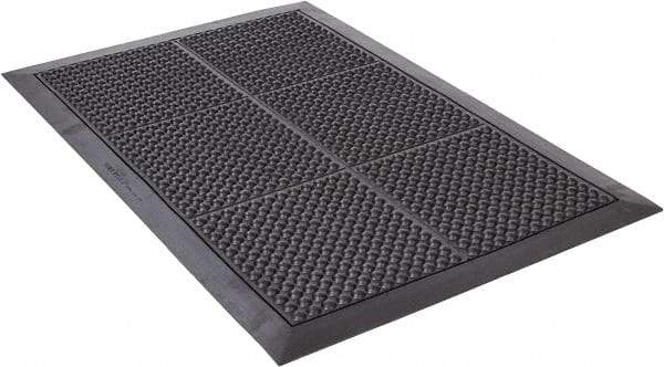 Wearwell - 3' Long x 2' Wide, Dry Environment, Anti-Fatigue Matting - Black, Natural Rubber with Rubber Base, Beveled on 4 Sides - Eagle Tool & Supply