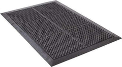 Wearwell - 3' Long x 2' Wide, Dry Environment, Anti-Fatigue Matting - Black, Natural Rubber with Rubber Base, Beveled on 4 Sides - Eagle Tool & Supply