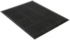 Wearwell - 4' Long x 3' Wide, Dry Environment, Anti-Fatigue Matting - Black, Natural Rubber with Rubber Base, Beveled on 4 Sides - Eagle Tool & Supply