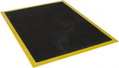 Wearwell - 4' Long x 3' Wide, Dry Environment, Anti-Fatigue Matting - Black with Yellow Borders, Natural Rubber with Rubber Base, Beveled on 4 Sides - Eagle Tool & Supply