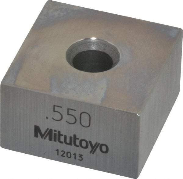 Mitutoyo - 0.55" Square Steel Gage Block - Accuracy Grade 0, Includes Certificate of Inspection - Eagle Tool & Supply