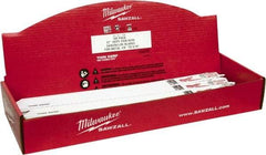 Milwaukee Tool - 12" Long x 3/4" Thick, Bi-Metal Reciprocating Saw Blade - Straight Profile, 18 TPI, Toothed Edge, Universal Shank - Eagle Tool & Supply